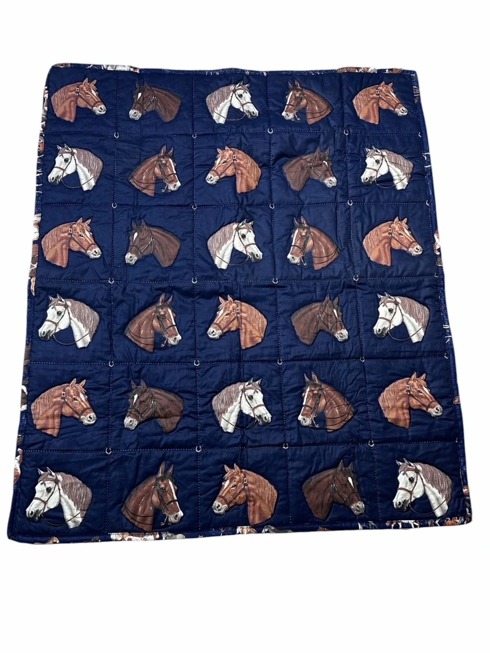 Horse Quilt Throw Blanket Cranston Equestrian Reversible Size 52 x 43 inches